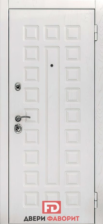 недорогая металлическая дверь с отделкой белым МДФ - МД-1697 - _mdf003