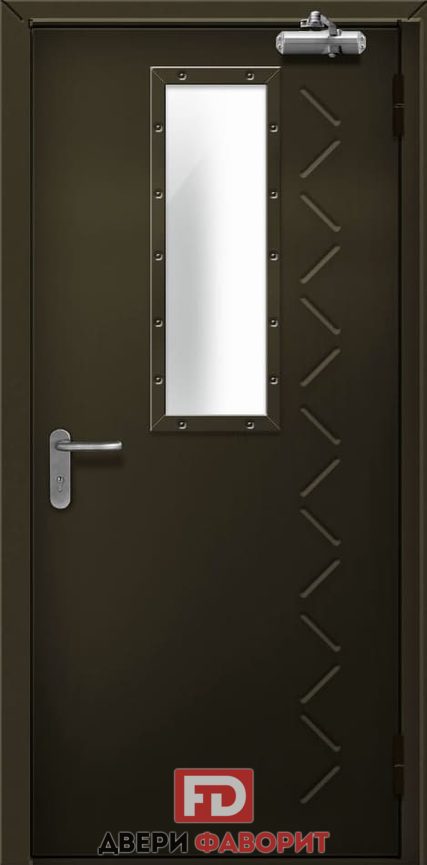 противопожарная дверь md-1857 со стеклом и доводчиком - МД-1857 - 013