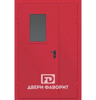 Огнестойкая красная дверь со стеклом