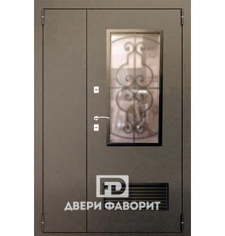 Противопожарная дверь МД-1875 с ковкой и стеклом